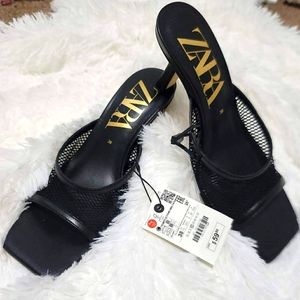Zara Mesh Heeled Sandals NWT